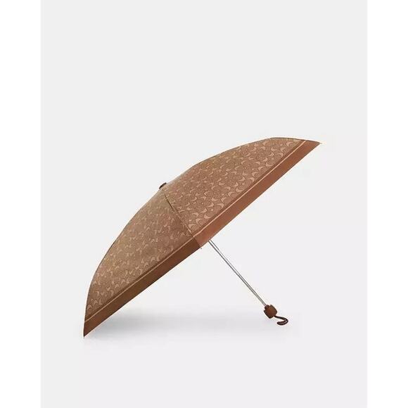 NWT Coach Uv Protection Mini Umbrella In Signature Print CZ197 Silver - Picture 5 of 5